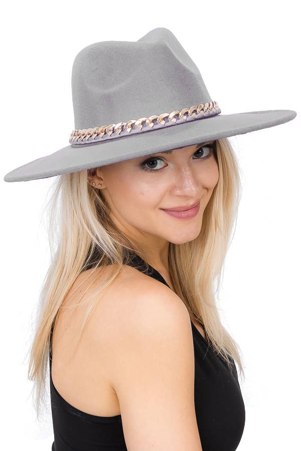 Cap Zone – Fedora - Mulher por atacado – Chapéu Monocromático Revelado Corrente Cubana Larga Feltro Chapéu4