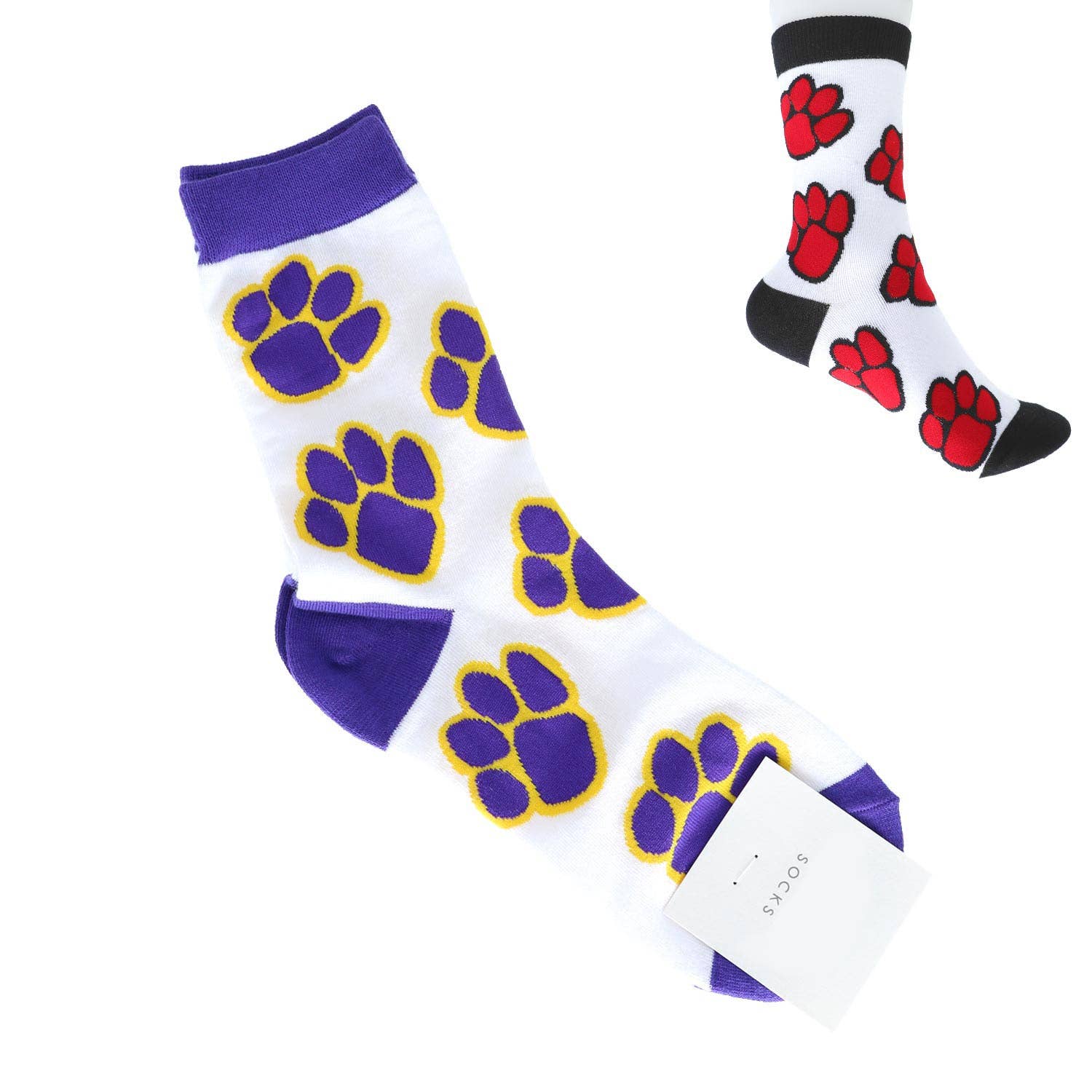 SP Sophia Collection - Wholesale Socks - Women's - Paw Print Cotton Knit Women's Crew Socks2