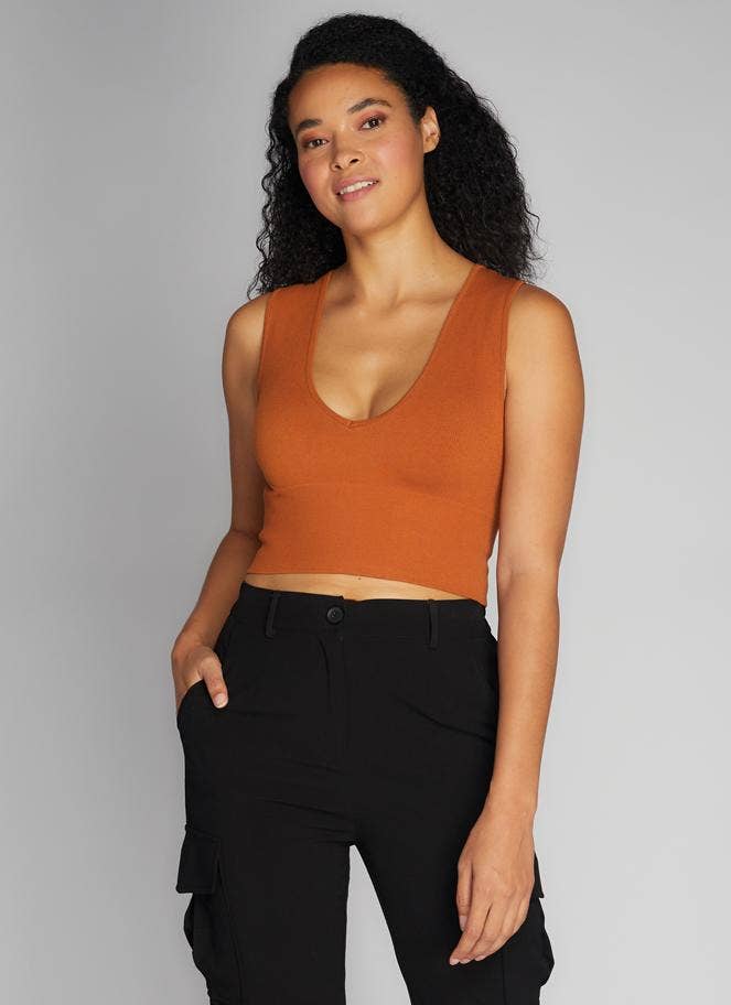 C'est Moi Clothing Co – wholesale Knit top – Women's – Bamboo Deep V Rib Top- CEBT10027
