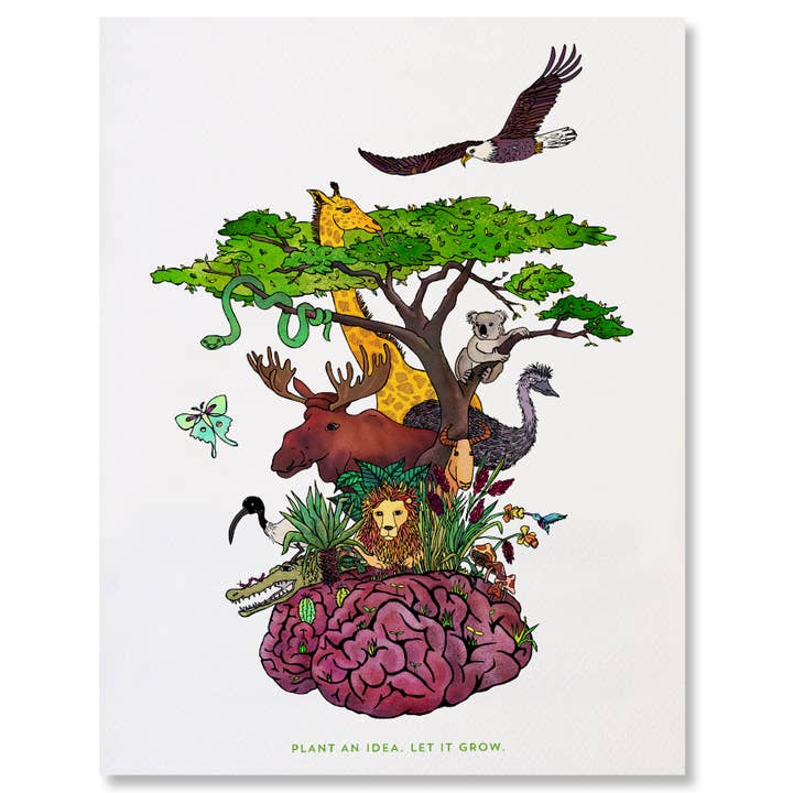 Plant an Idea - Illustrated Nature Animal Art Print for wholesale by NANU Studio