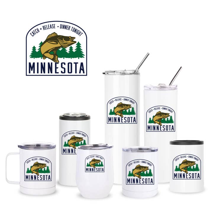 Minnesota Walleye Badge Insulated Drinkware for wholesale by Creative Compass