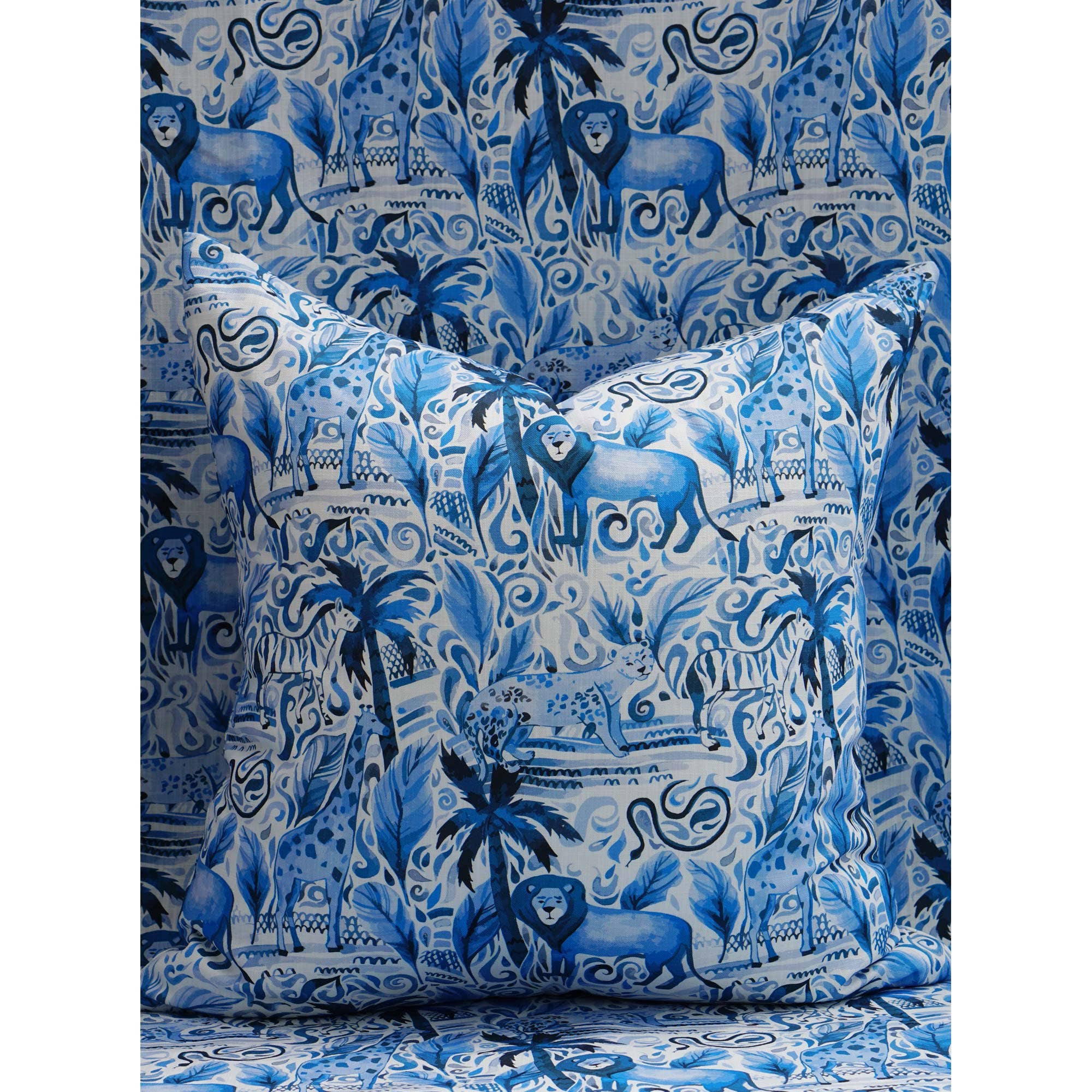 Post House - Wholesale Throw/Decorative Pillow - Journey in the Jungle Pillow in Blue Mono3