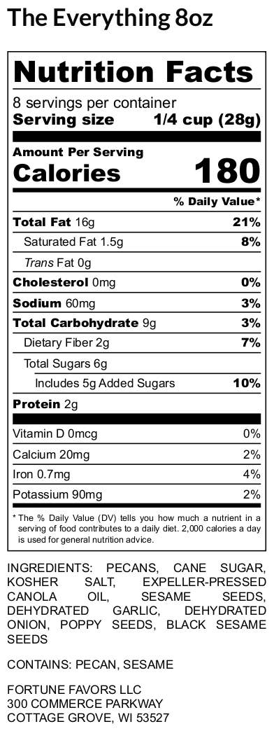 Fortune Favors - Wholesale Nuts - 8oz Fortune Favors The Everything Candied Pecans6