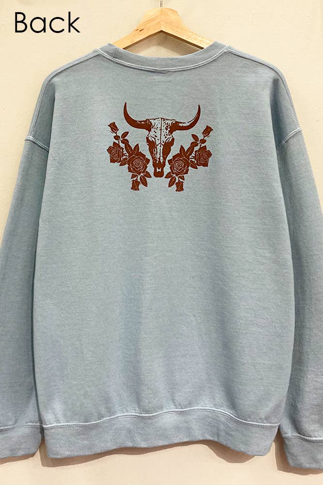 DUSTY BLUE American Rodeo Front/Back Sweatshirt  for wholesale on Faire3