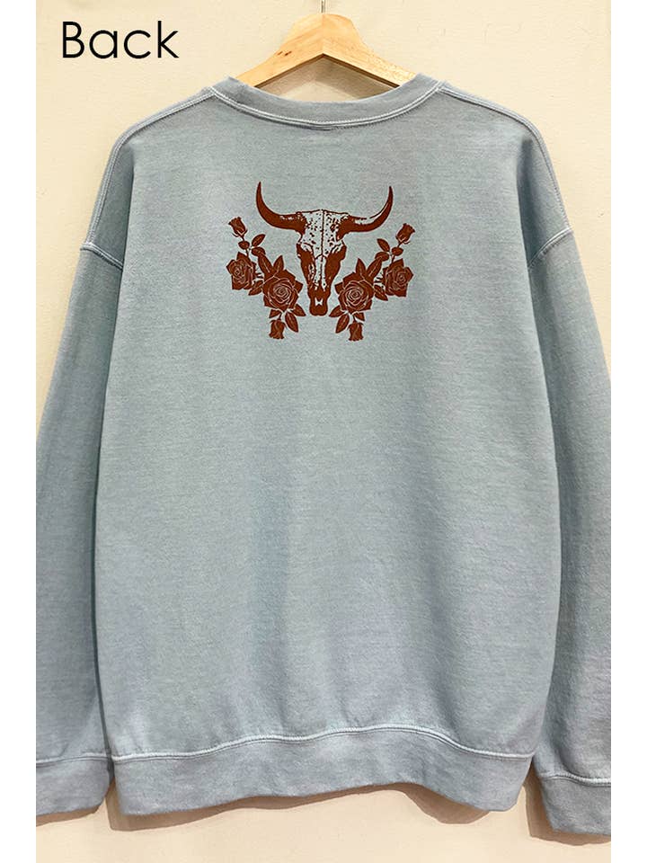 DUSTY BLUE American Rodeo Front/Back Sweatshirt for wholesale on Faire3