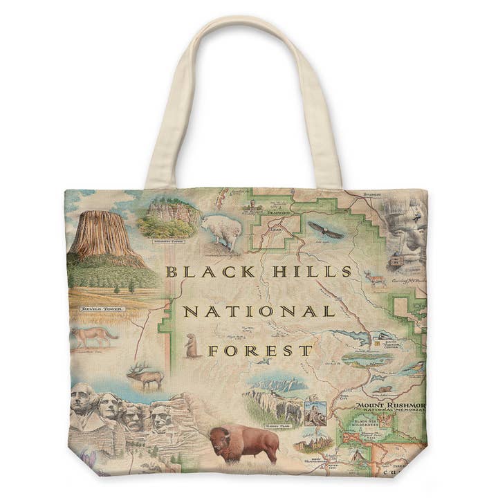 Black Hills National Forest Map Canvas Tote for wholesale by XPLORER MAPS
