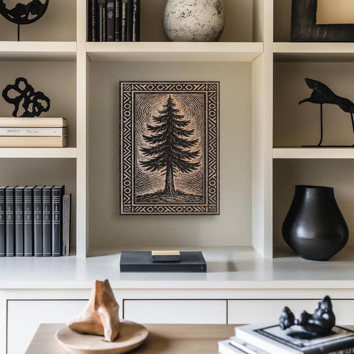 Benoit's Design Co. - Wholesale Wall Sign - Pine Tree Engraved Birch Illustration7