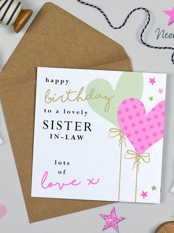 Palloncino a forma di cuore Compleanno Cognata per la vendita all'ingrosso da parte di Michelle Fiedler Design