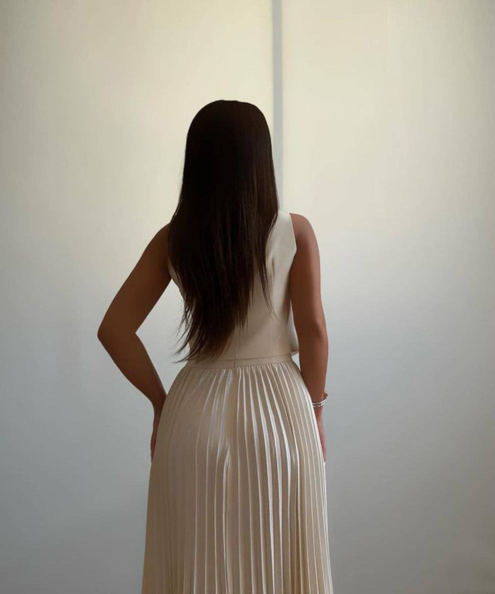 Aria Romance – Großhandel Set aus Oberteil und Rock – Damen – Zweiteiliges Set mit plissierten Ärmeln und Lagenlook6