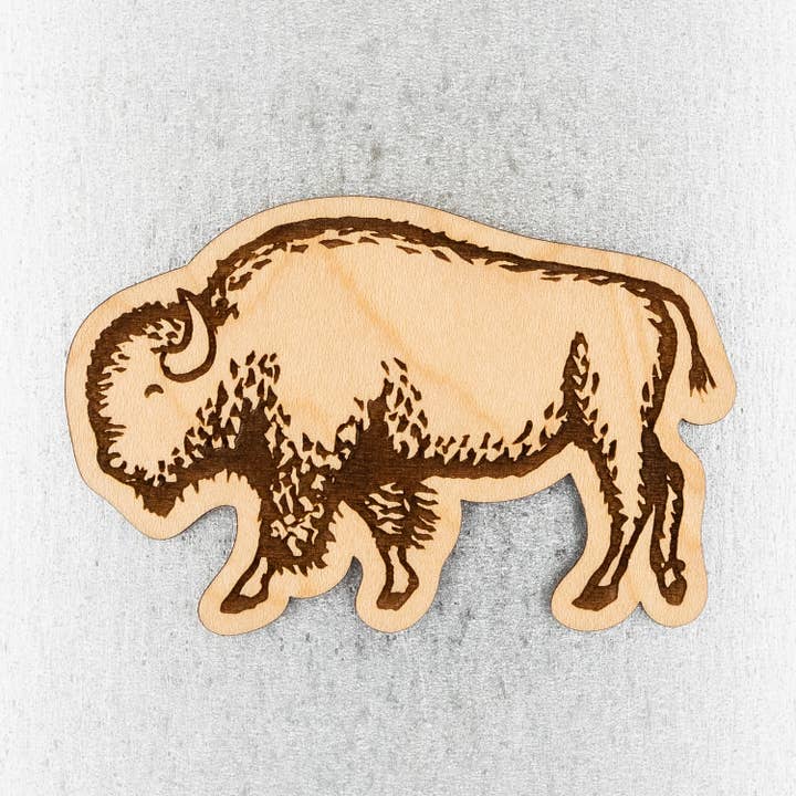 Aimant en bois de bison pour la vente par Steamer Lane Design