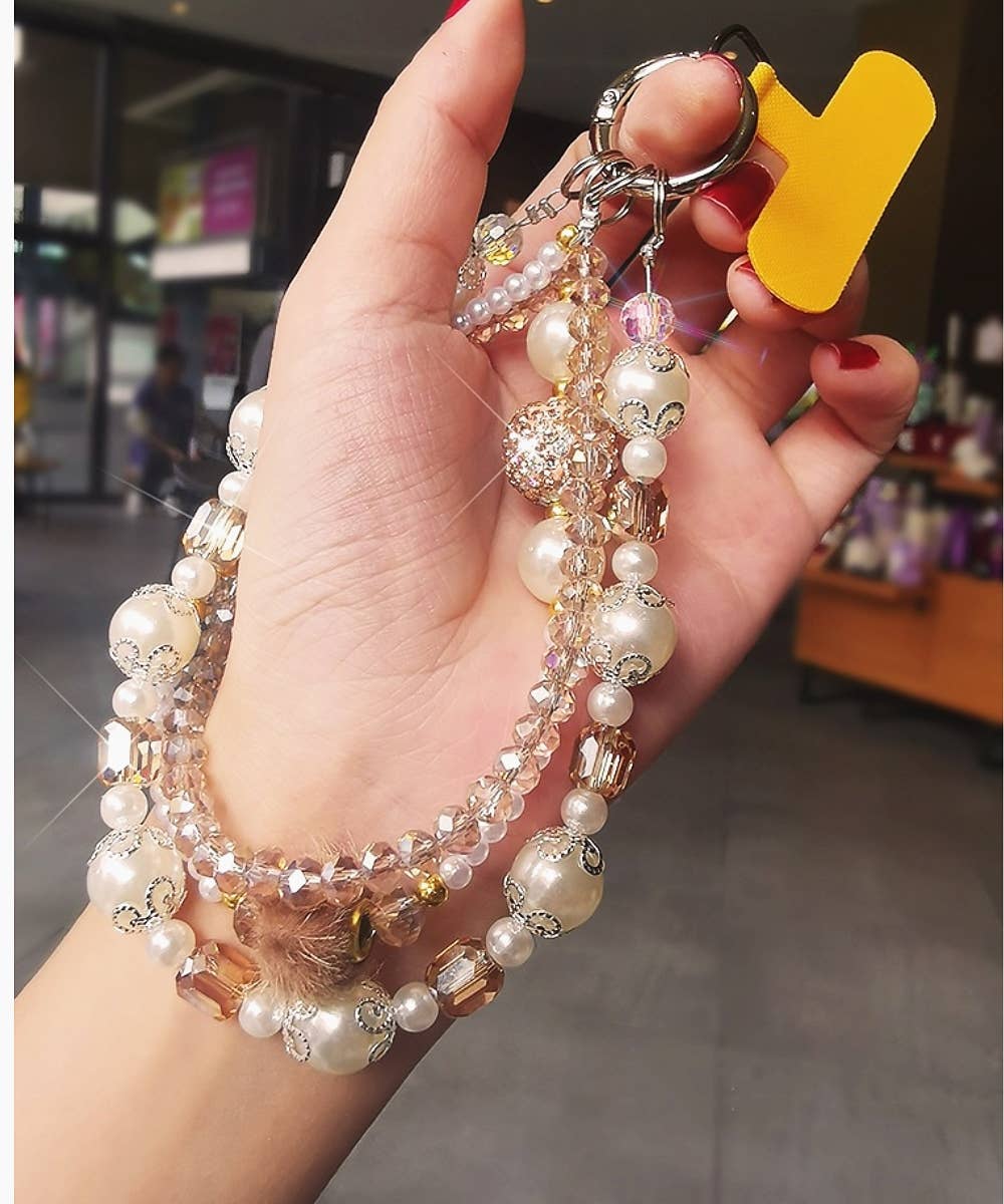 DESHENG ENTERPRISE - Venta al por mayor Correa para móvil - LLAVERO PERLA CRISTAL CORREA DE MUÑECA SOPORTE PARA TELÉFONO0