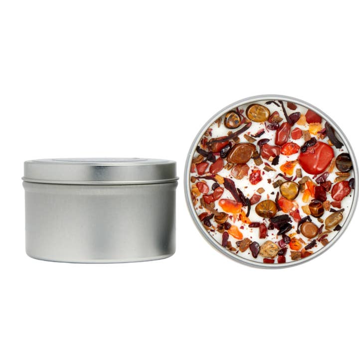 New Moon Beginnings - Wholesale Travel Candles - Crystals & Herb Energy Candles 8oz Tin Soy Candles Handmade63