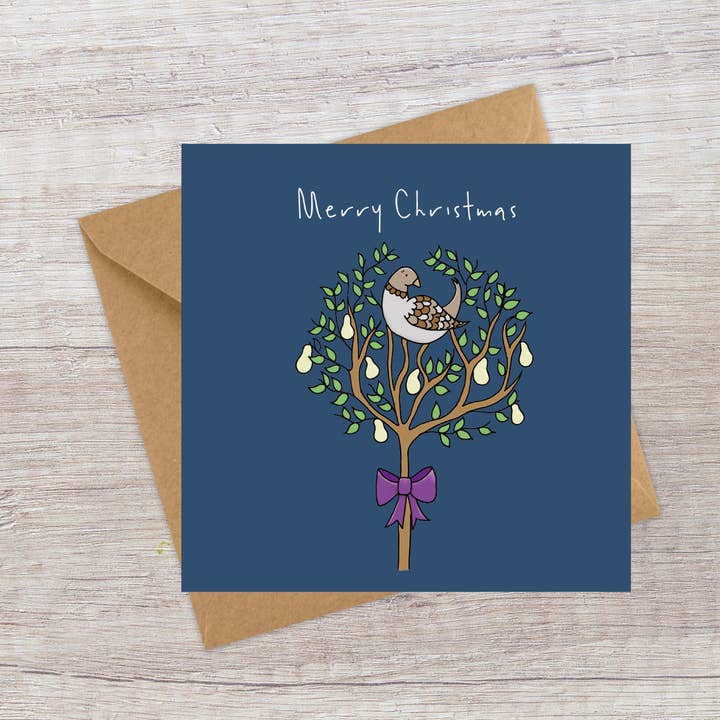 Partridge in a Pear Tree - Christmas card for wholesale by Lucy Driver Illustration