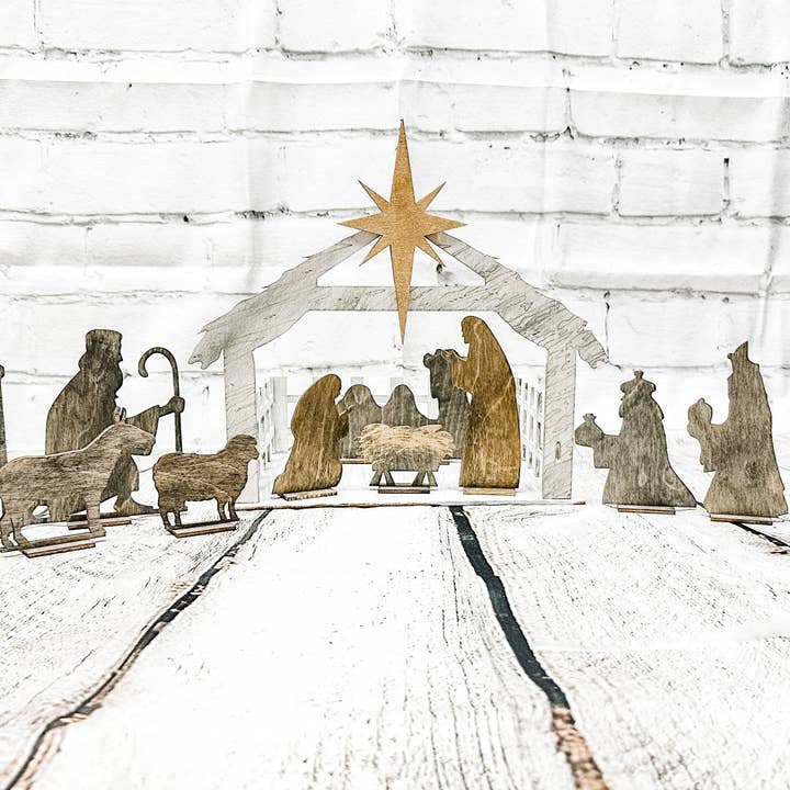 Wood Nativity Set with Stable : Laser Crafts for wholesale by Paisley Grace Makery