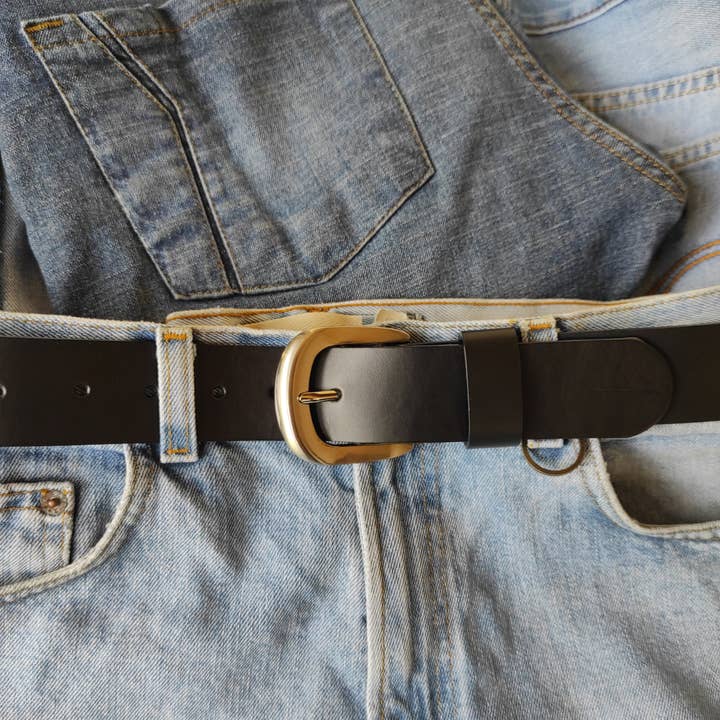Atitlan Leather - Venta al por mayor Cinturón - Unisex - Cinturón de Cuero de Grano Completo Negro Sin Hebilla - 1.5