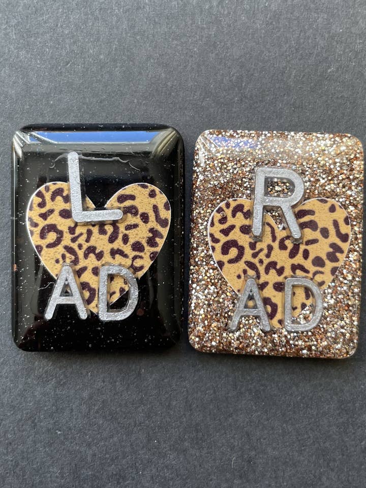 Animal Print Heart Xray Markers, With 2 or 3 Initials for wholesale by Alisha Goes Crafty