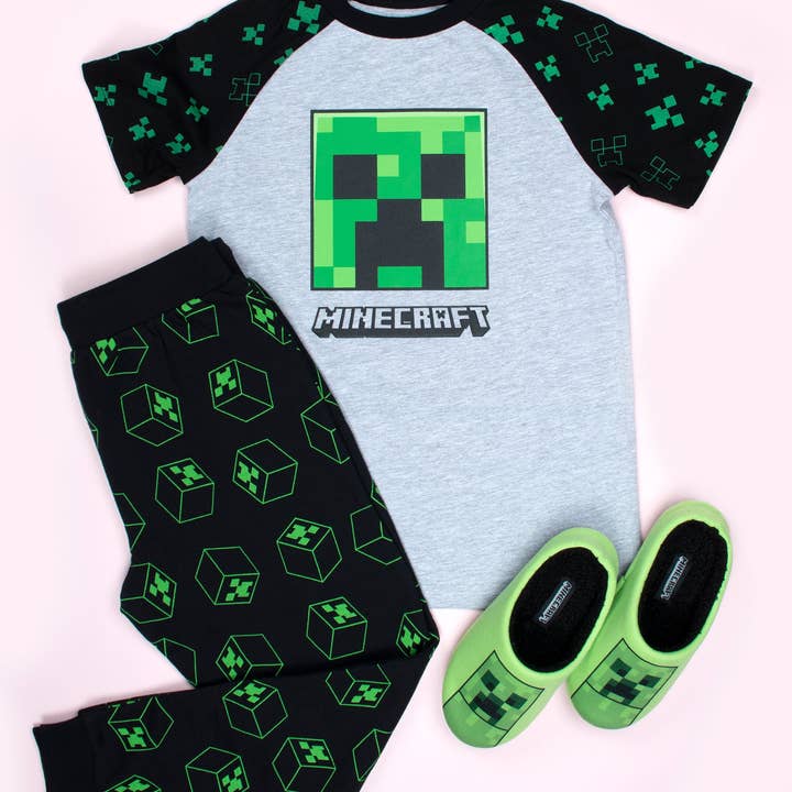 Fringoo Group Ltd – wholesale T-shirt med screentryck – Barn – Minecraft Creeper t-shirt i grått4