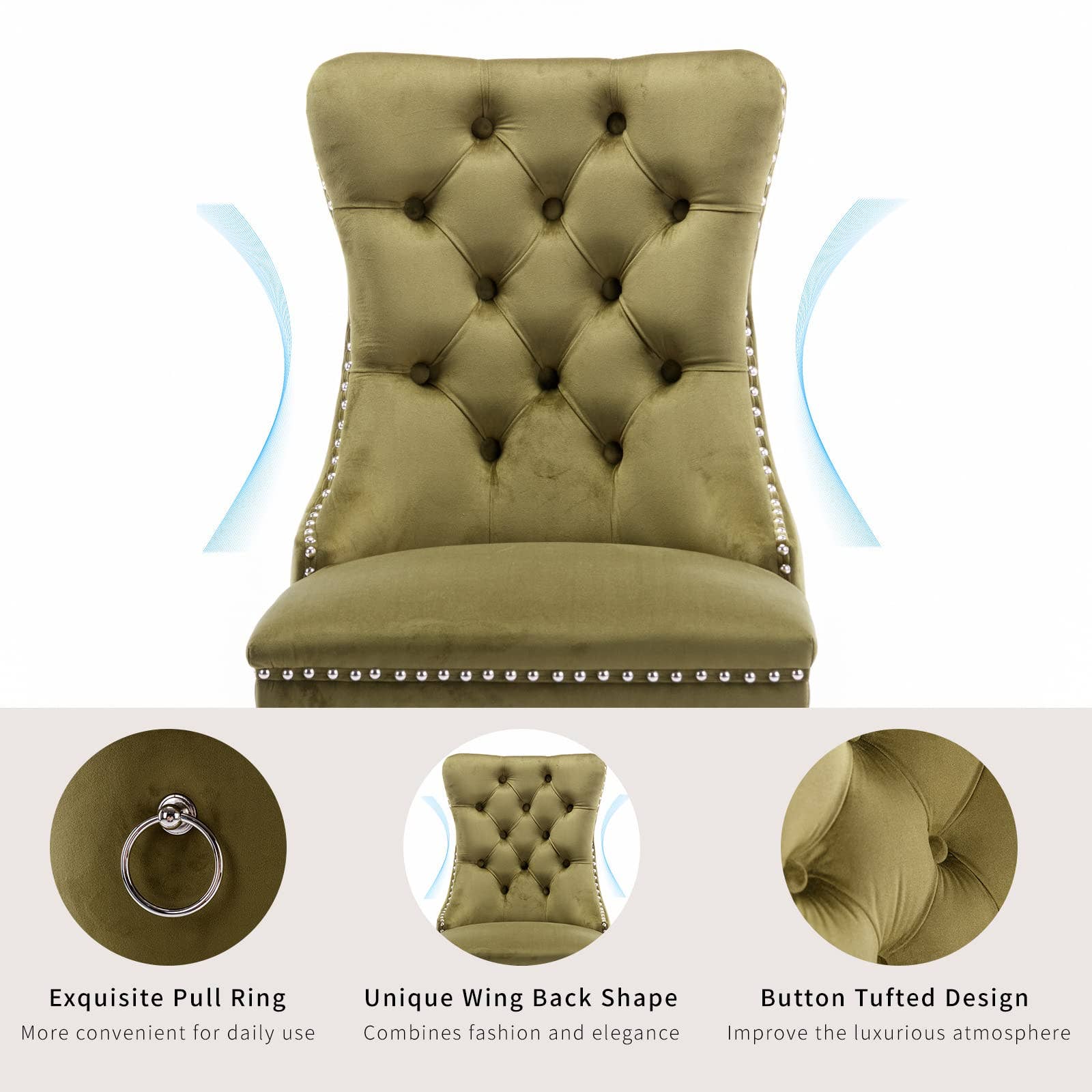 Modern Home Touch – wholesale Chair – Shena Set of 2 Velvet Kitchen Dining Chairs Knocker Back11