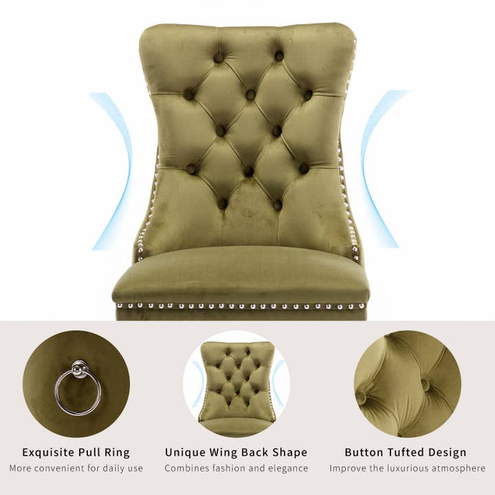 Modern Home Touch – wholesale Chair – Shena Set of 2 Velvet Kitchen Dining Chairs Knocker Back11