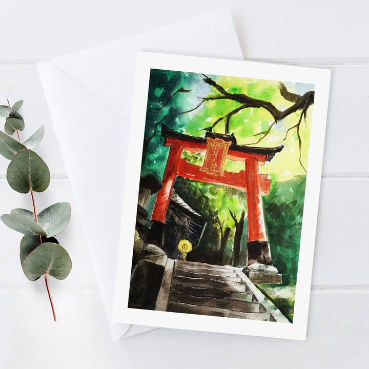 Zoee Xiao Artworks - Vendita all'ingrosso Biglietti di auguri generici - Biglietto d'auguri Japan Art Set di 6 — Biglietto di auguri con fiori di ciliegio di Kyoto