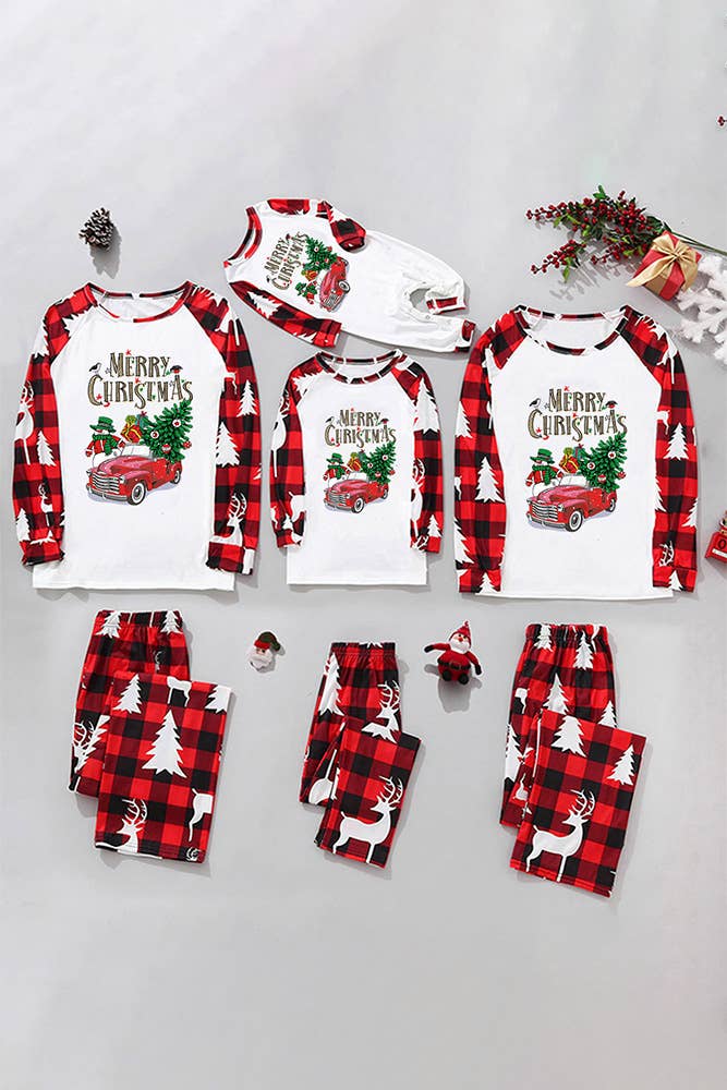 Christmas Elk Print Family Matching Short-sleeve Pajamas Sets (Flame Resistant)