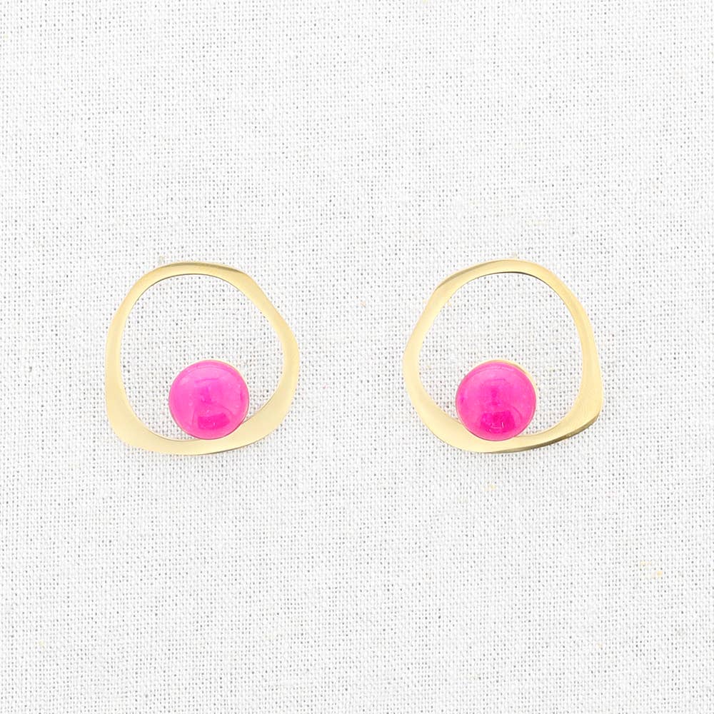 Sonata - Wholesale Stud/Post Earrings - Irregular Stone Hoop Steel Earrings