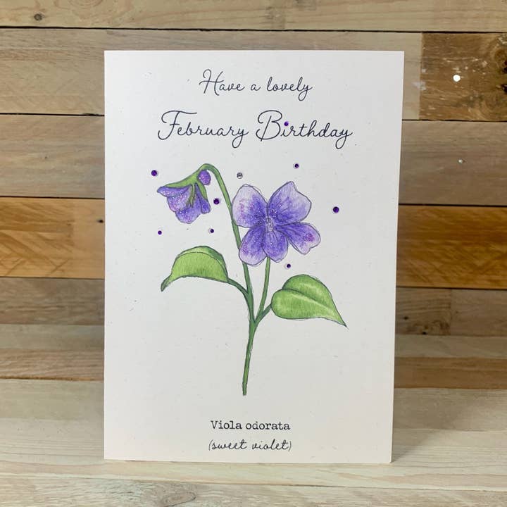 February Birth Flower Card for wholesale by Arty Bee Designs