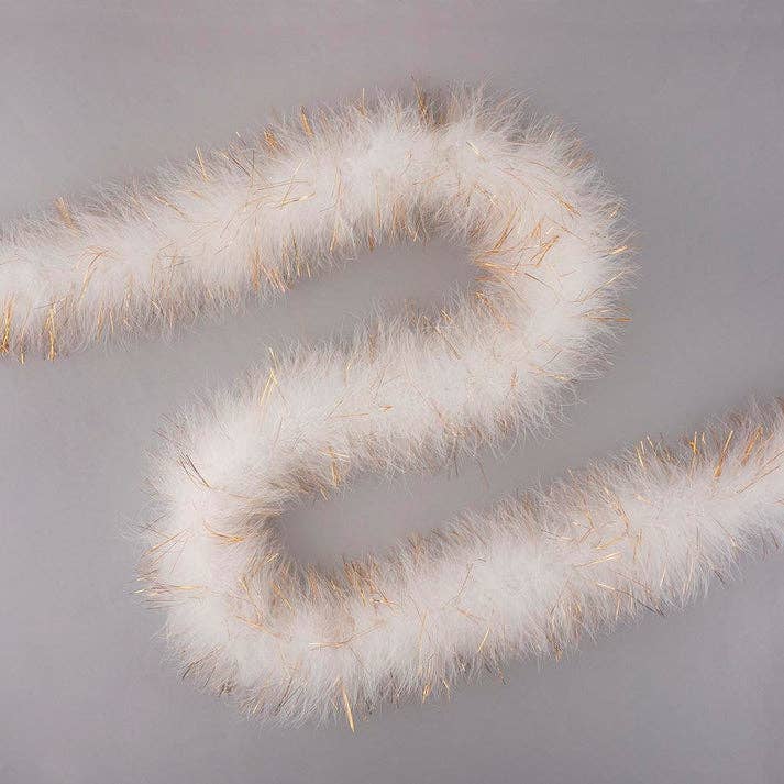 Zucker Feather Products - Venta al por mayor Plumas - Boa marabú con lúrex, peso medio, lúrex blanco/dorado