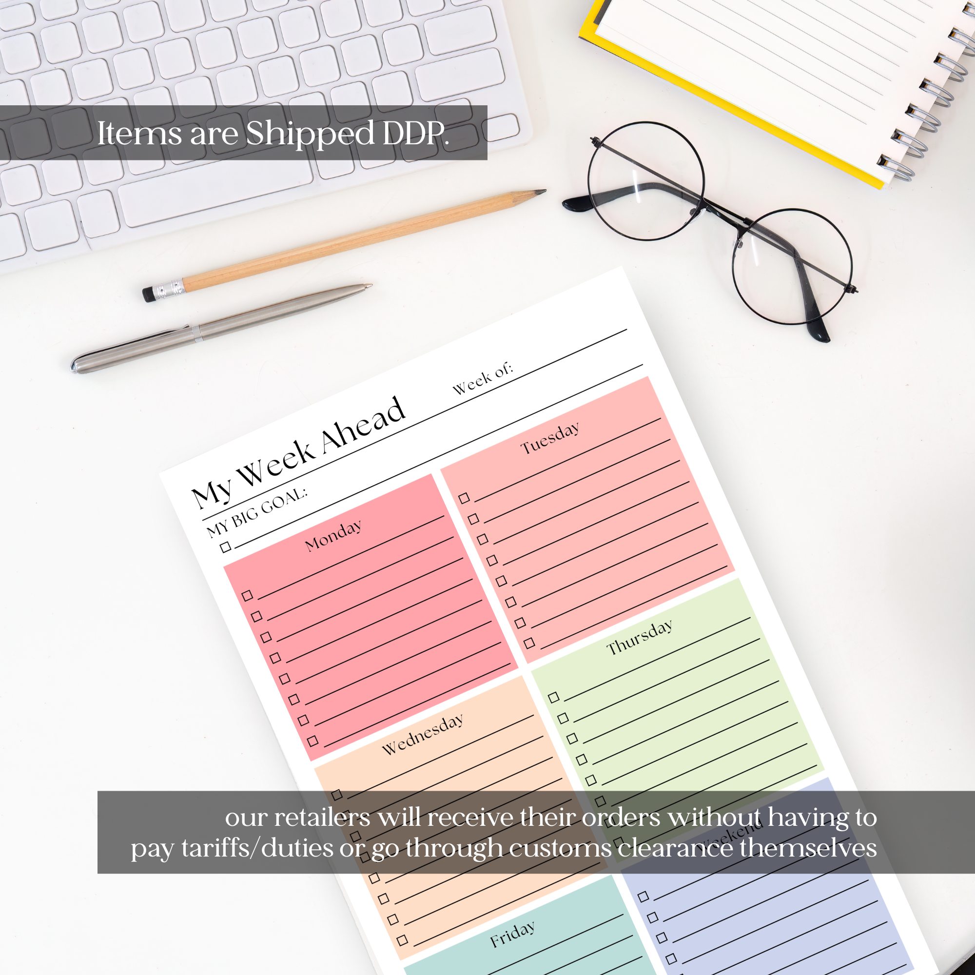 Eleventh and Taylor - Venta al por mayor Libretas - Lista de tareas del plan de esta semana: Bloc de notas de 50 páginas para arrancar3