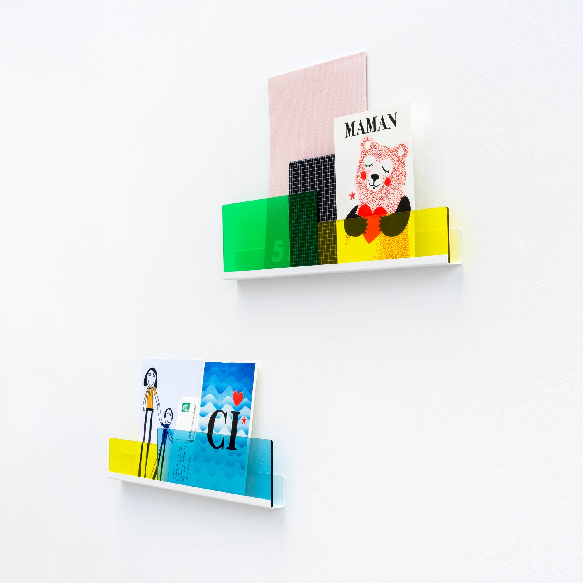 REMOVED BRAND - Vendita all'ingrosso Mensole da parete - CONFEZIONE DA 2 Shelf-Cimaises BLETTE blu e verde1