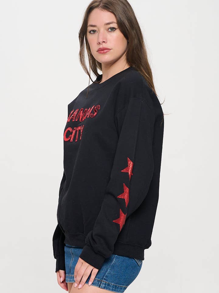 Locale – Großhandel Sweatshirt – Damen – Kansas City Star Sweatshirt mit Pailletten