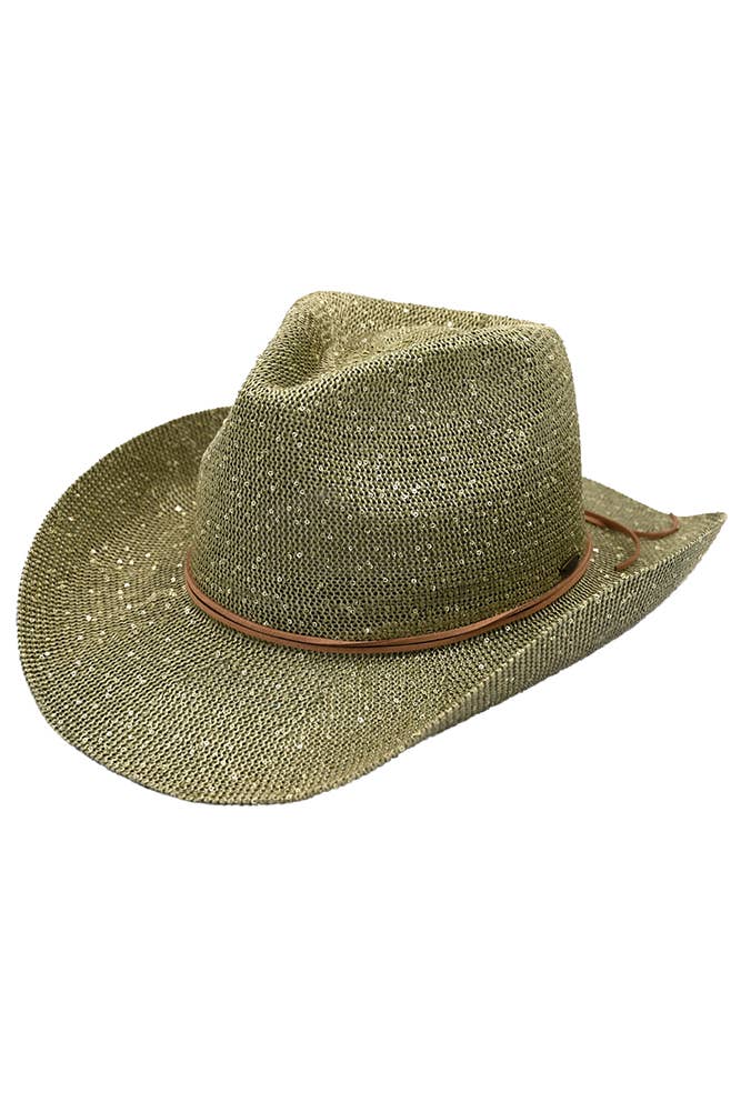 Hana - Vente Chapeau de cowboy – femme - Chapeau de cowboy à paillettes C.C2