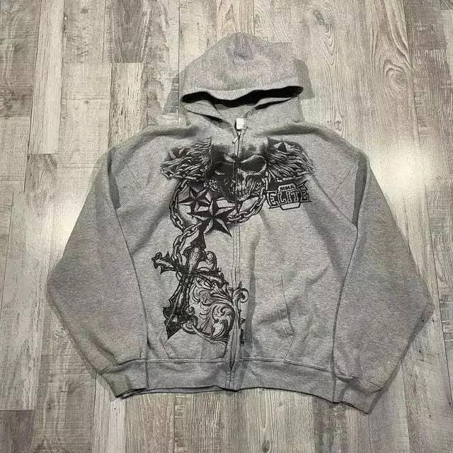SALINA TRADING INC - Wholesale Hoodie - Women's - Y2K Skeleton Zipper Hoodie Retro Graphic Sweatshirt9