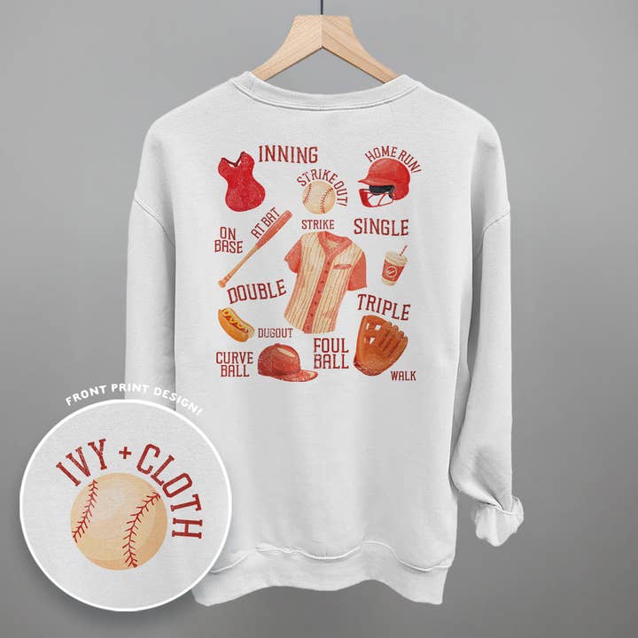 Baseball Doodles (Red) (Back Print) for wholesale by Ivy + Cloth