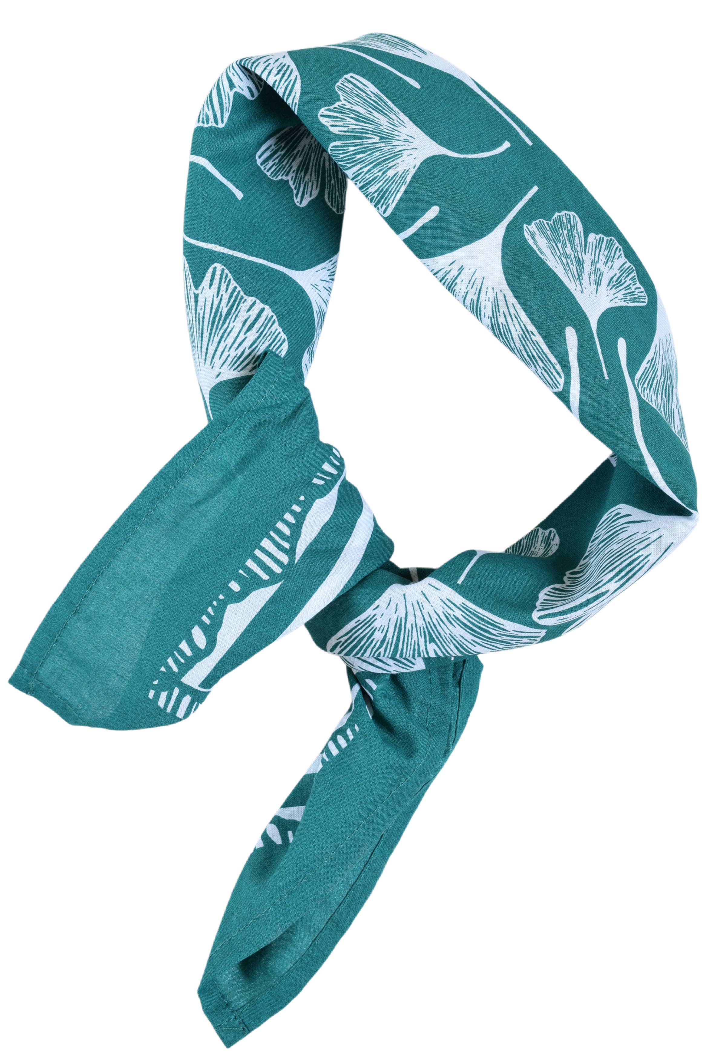 Hearth and Harrow - Wholesale Bandana - Unisex - Ginkgo Leaf Bandana - 100% Cotton - Hand Printed - Green5