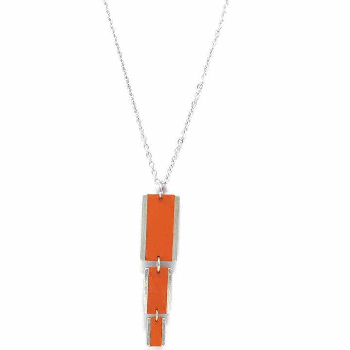 Triple Rectangle Feature Necklace With Leather Orange for wholesale by Sobo & Co Jewellery