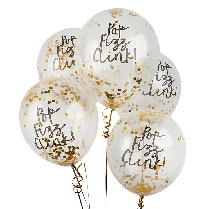 Hootyballoo by Club Green - Wholesale Decal – Party decorations - Pop Fizz Clink Confetti Filled 12" Latex Balloons 5 Pack1