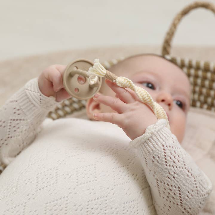 Adora Spiral Pacifier Clip - Saddle Adora Spiral Pacifier Clip - Saddle