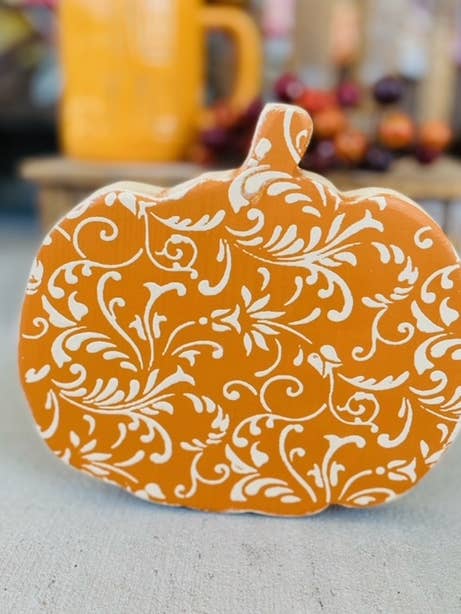 Adorable panneau floral citrouille, fait défiler et peint à la main 6,5x6,5 pour la vente par A Gnome on the Roam