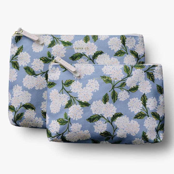 Hydrangea Zippered Pouch Set for wholesale by Rifle Paper Co.