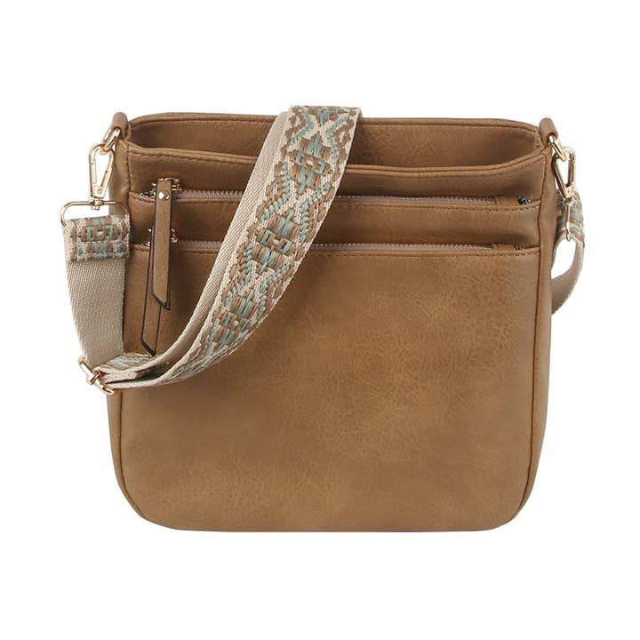 Umhängetasche aus Leder mit zwei Frontreißverschlüssen für den Großhandel von Handbag Factory Corp