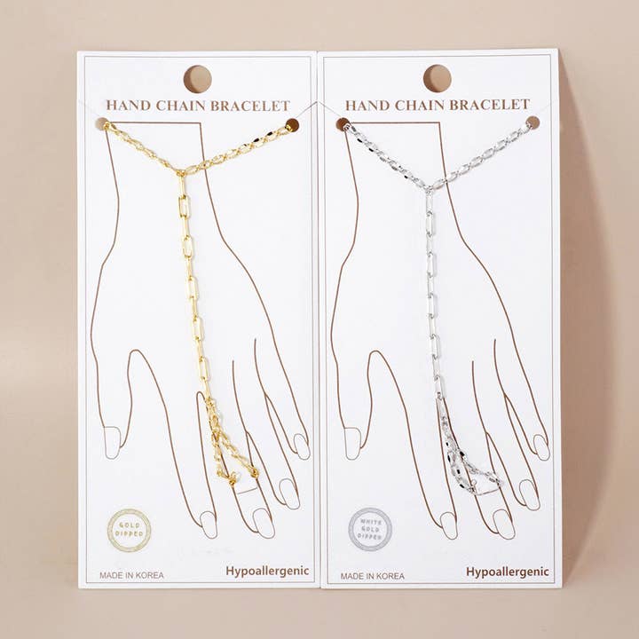 Sensibling Corp. - Wholesale Link & Chain Bracelet - Gold Dipped Paperclip Chain Hand Chain Bracelet7