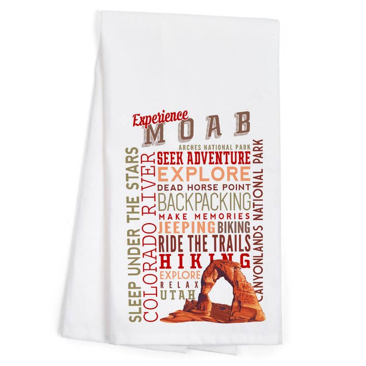 Lantern Press - Vendita all'ingrosso Strofinacci - CANOVACCIO BIOLOGICO Experience Moab, Utah, Tipografia