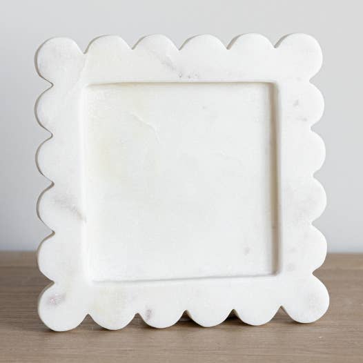 White Marble Scalloped Tray for wholesale by Luxe B Co Canada