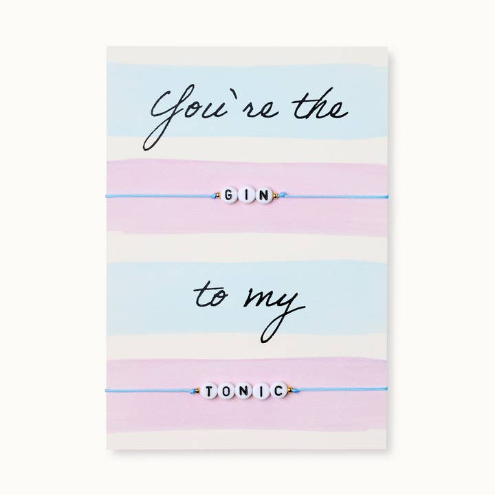 Armband-Karte mit zwei Armbändern: Gin zu meinem Tonic für den Großhandel von by Vivi.