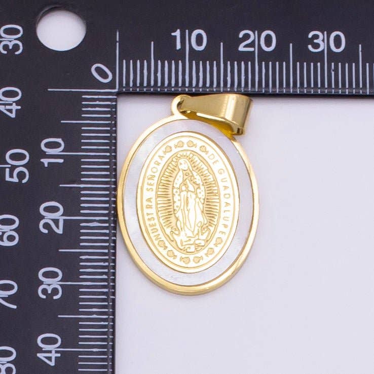 Aim Eternal - Wholesale Individual Charm/Pendant - Stainless Steel "Nuestra Señora Guadalupe" Mother Mary Oval Pendant | P14792