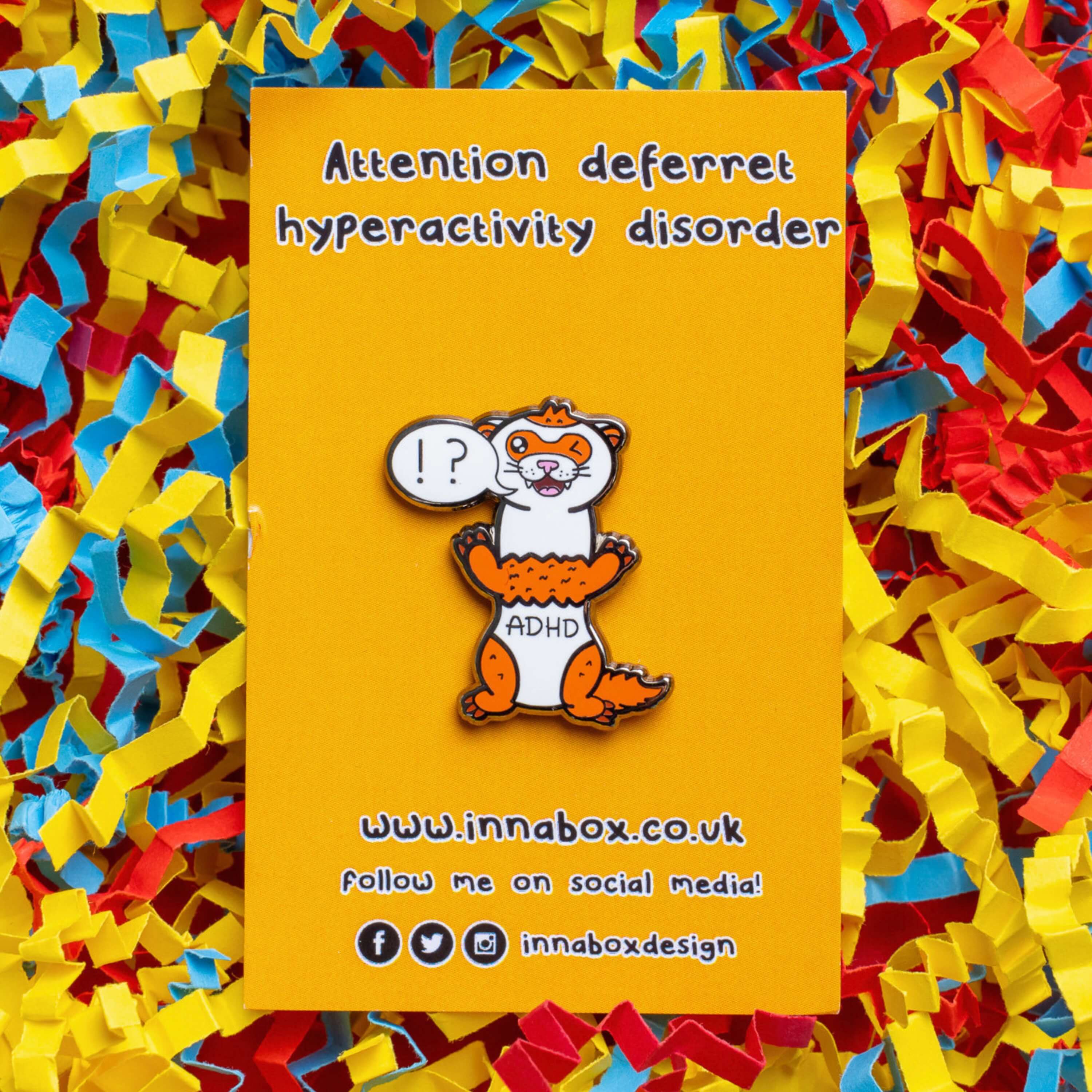 Innabox Ltd - Wholesale Lapel Pin/Button - Attention Deferret Hyperactivity Disorder Enamel Pin - ADHD1
