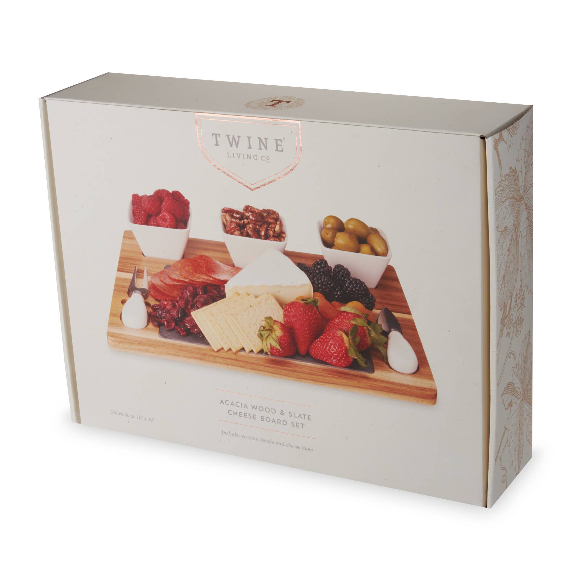 Twine - Wholesale Cheese Board - 14 inch Acacia and Slate Cheese Board Bowls and Knives1