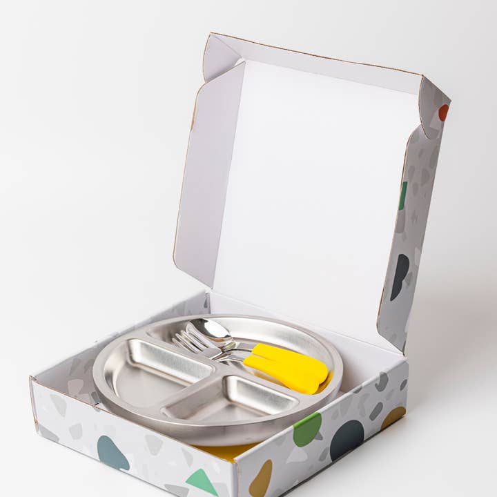 Lion & Lady - Wholesale Feeding Set - Baby - 18/8 Stainless Toddler Plate with silicone suction base, spoon and fork4