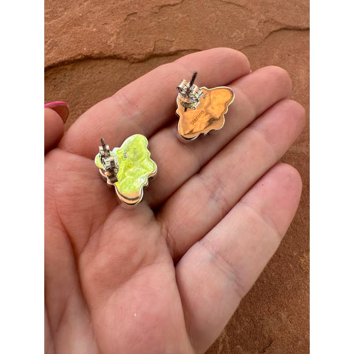 Nizhonitradersllc - Wholesale Stud/Post Earrings - Nizhoni “The Backroads” MINIS Blue Opal & Sterling Silver 4 Stone Earrings Handmade3